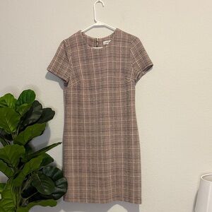 Calvin Klein Plaid Mini Dress in cream and black 8